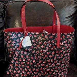 Kate Spade Mya Arch Place Black Multi Floral Leather Tote Shopper NWT NEW!